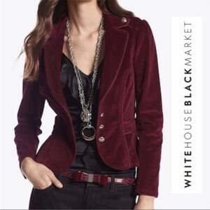 White House Black Market Plum/Cranberry Corduroy Blazer Jacket Sz 6
